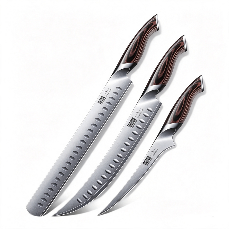 Ensemble de 3 couteaux à découper japonais en acier à haute teneur en carbone