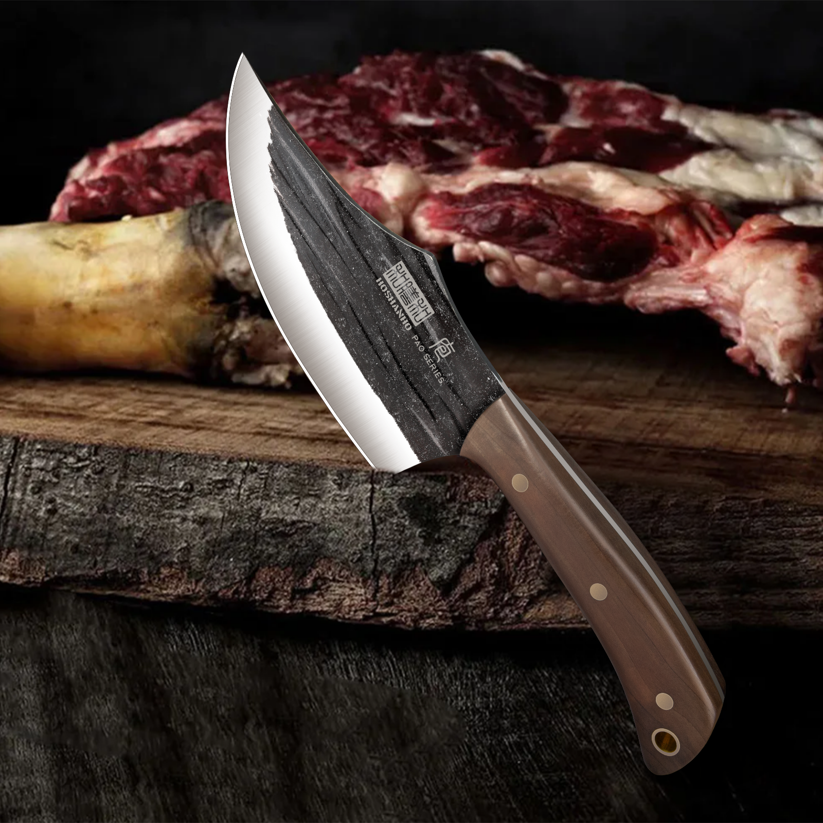 9-Piece Hand Forged Butcher Knife Set with Magnetic Block