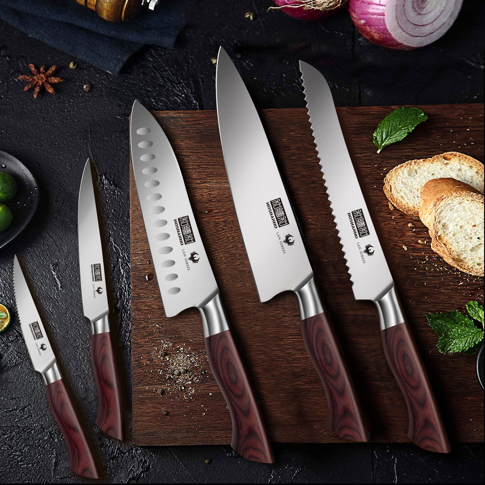 18-Piece Kitchen Knife Set with Block – High Carbon Stainless Steel Chef Knives & Sharpener