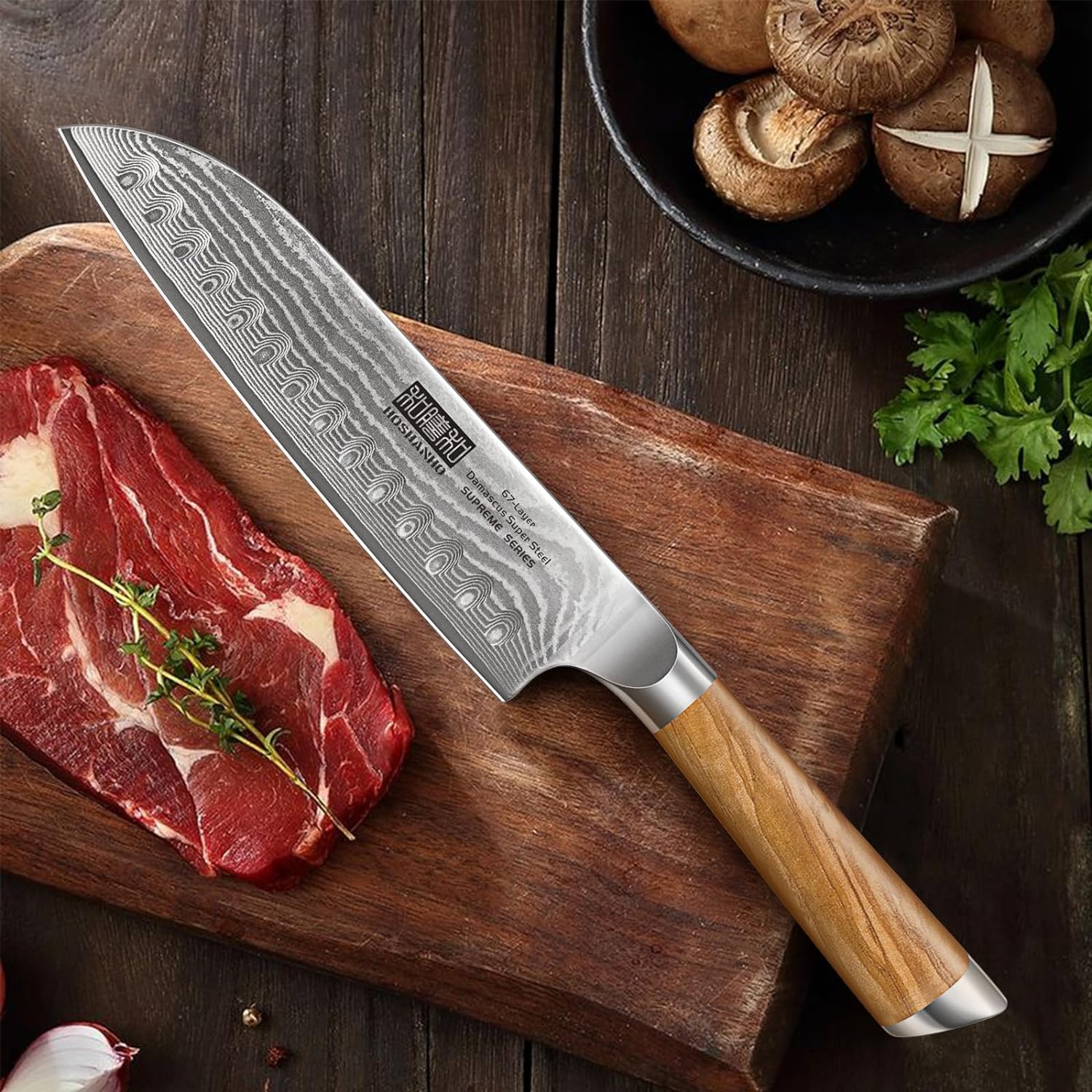 7" Damascus Santoku Knife