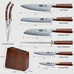 8-Piece High-Carbon Steel Knife Set with Magnetic Knife Block & Sharpener