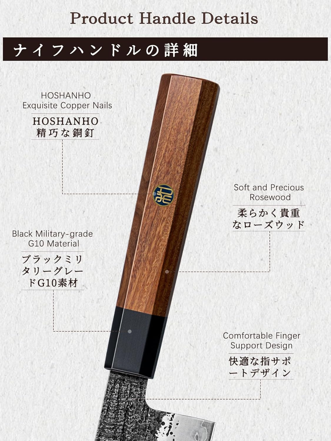 8 Inch Chef Knife-Octagonal Rosewood Handle