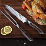 8" Tranchiermesser & 7" Gabel Set Japanischer Hochkarbon-Brisket-Schneider für BBQ