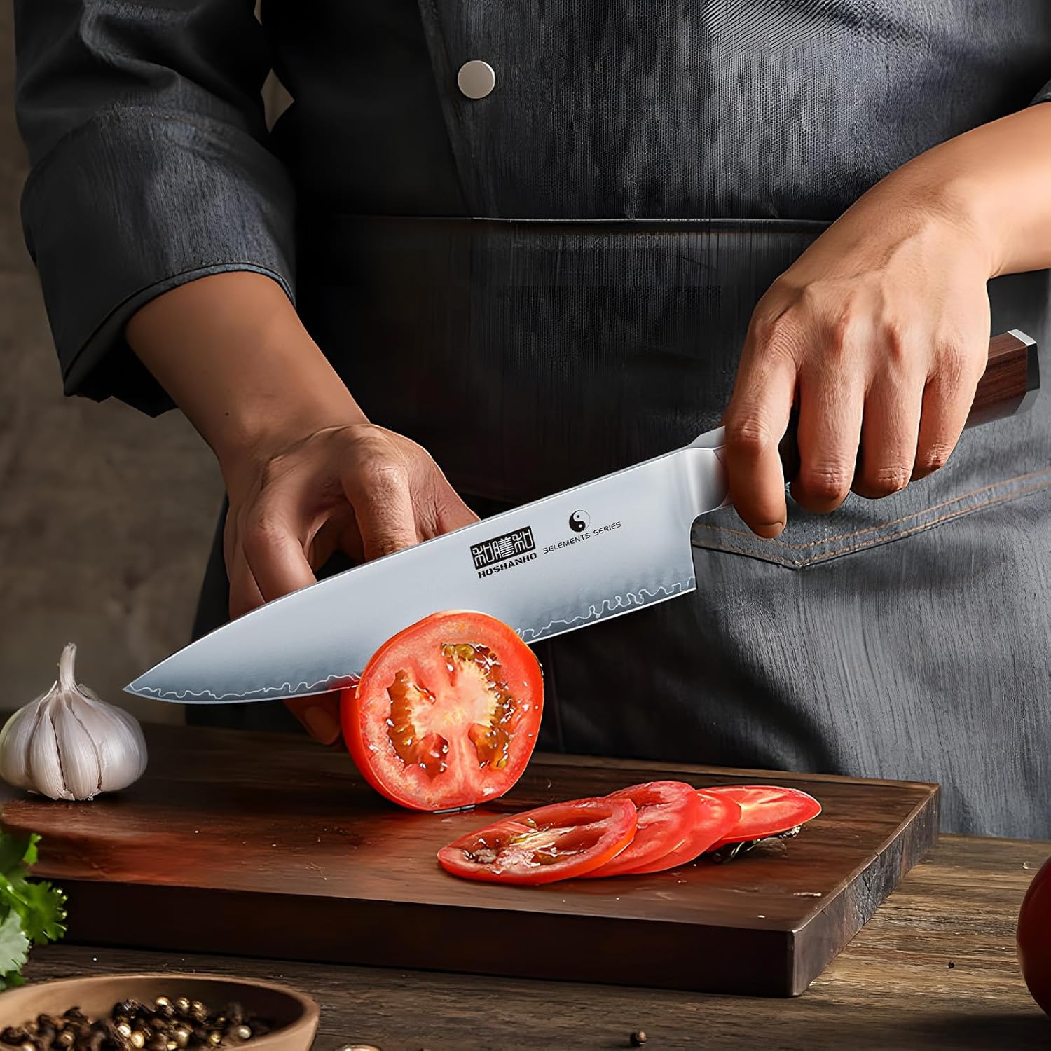 8-Piece High-Carbon Steel Knife Set with Magnetic Knife Block & Sharpener