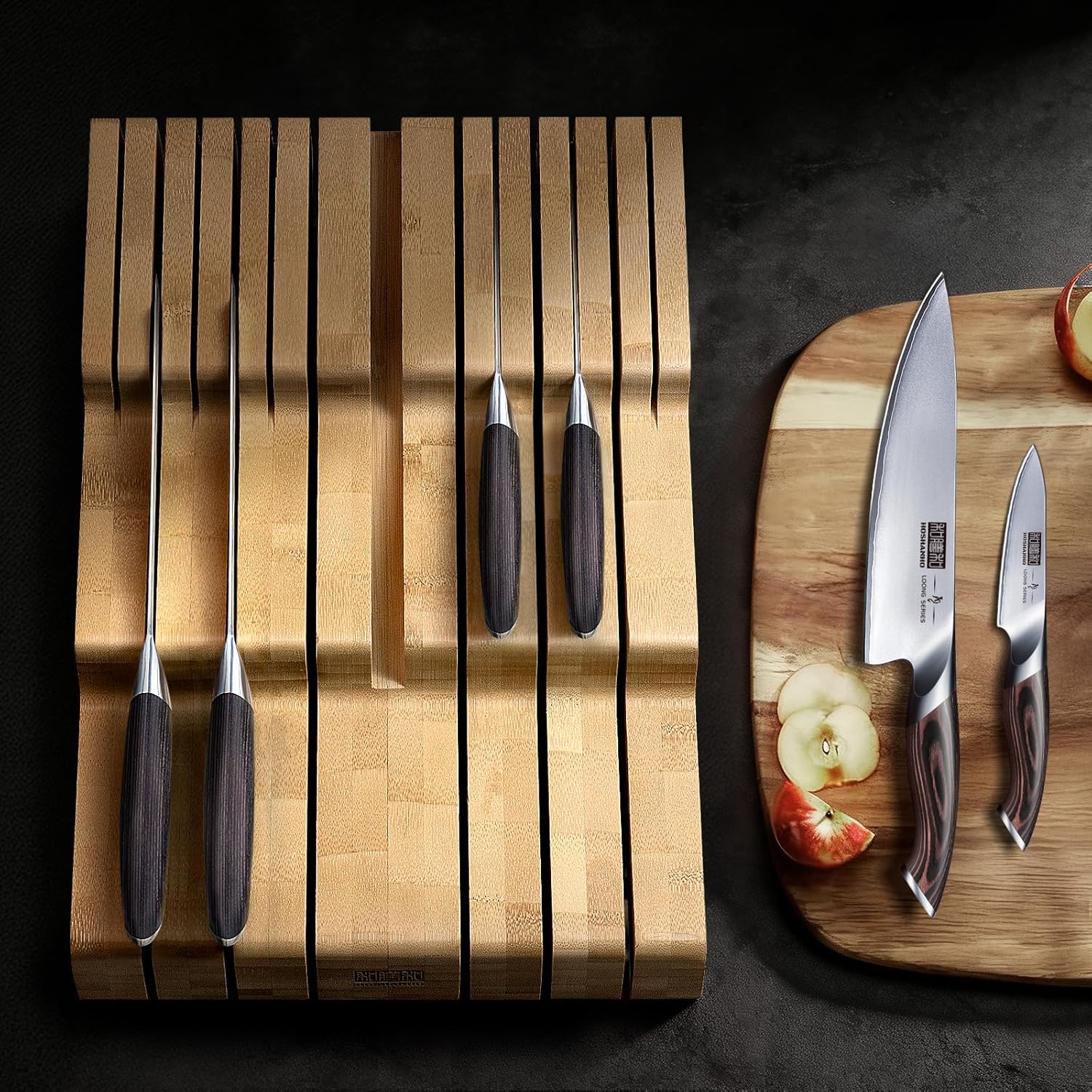 Large Bamboo Knife Drawer Organizer