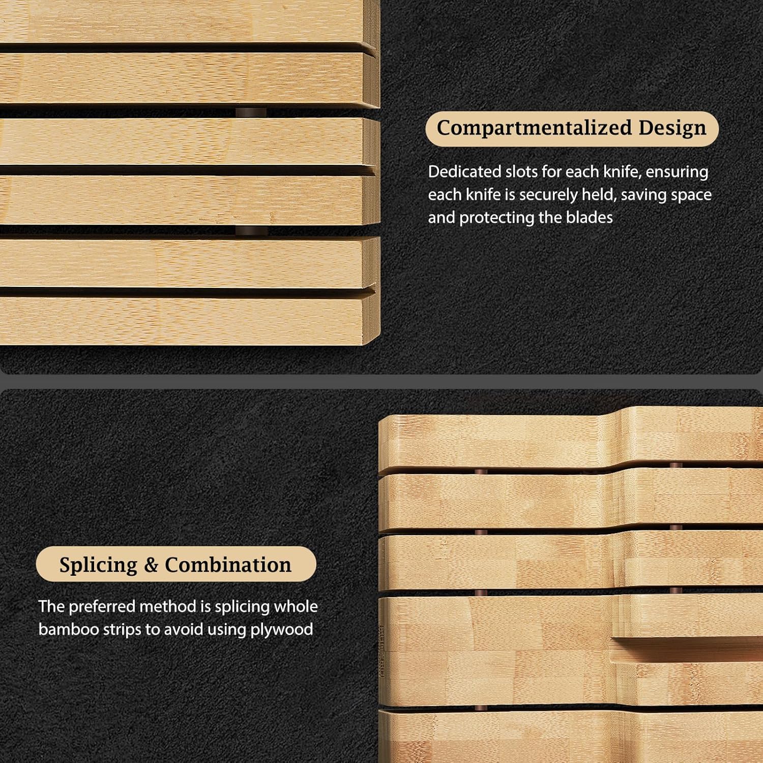 Large Bamboo Knife Drawer Organizer