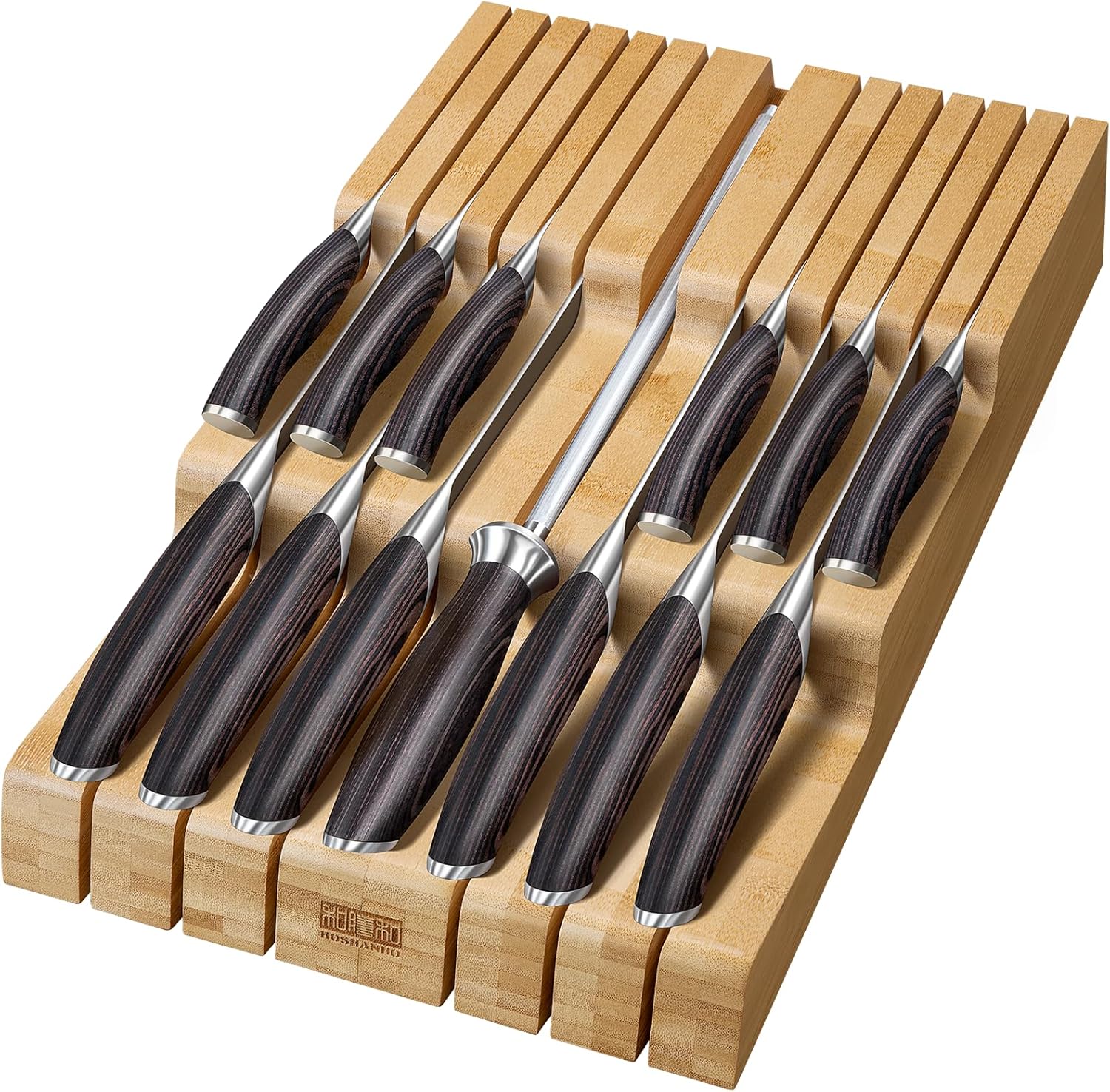 Large Bamboo Knife Drawer Organizer