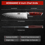 Couteau de chef japonais en acier damas de 20 cm avec étui