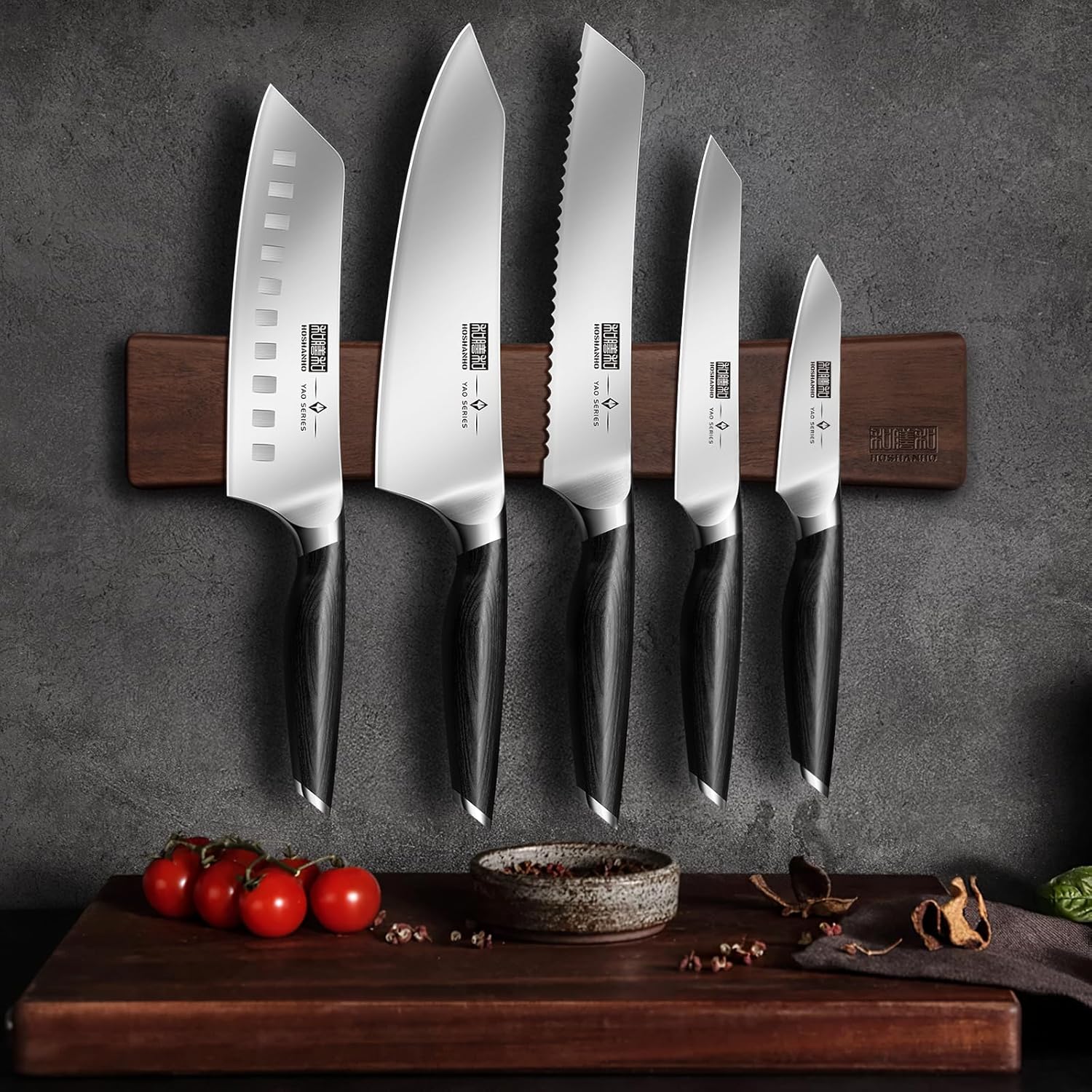 6-Piece Powder Steel Knife Set with Magnetic Holder