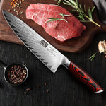 Couteau de chef japonais en acier damas de 20 cm avec étui