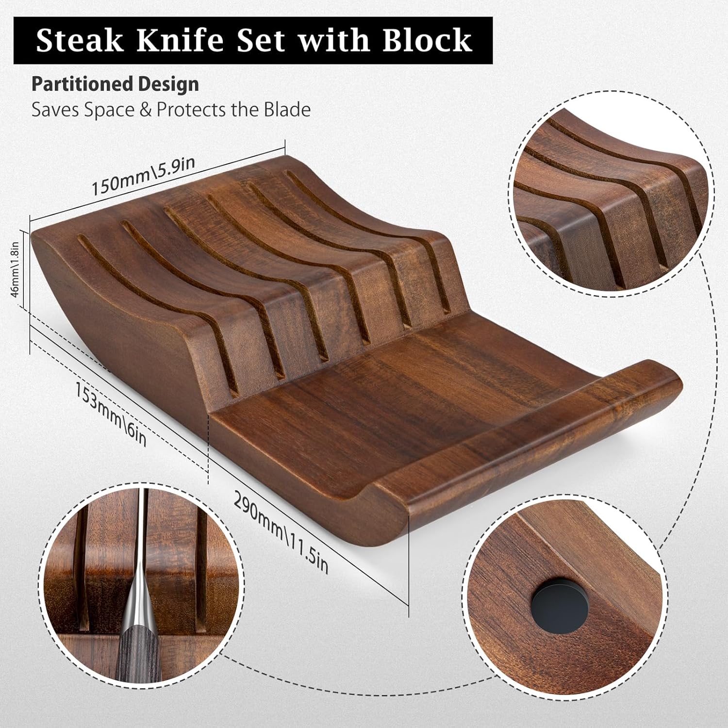 6*4.5"  Serrated Steak Knives with Block