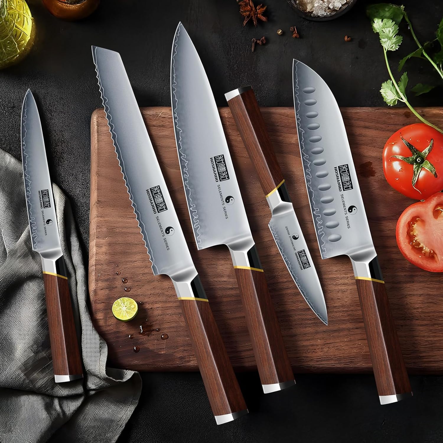 8-Piece High-Carbon Steel Knife Set with Magnetic Knife Block & Sharpener