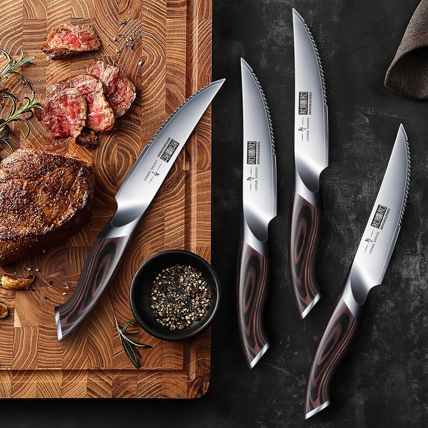 6*4.5"  Serrated Steak Knives with Block