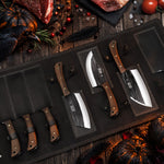 9-Piece Hand Forged Butcher Knife Set with Magnetic Block