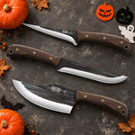 9-Piece Hand Forged Butcher Knife Set with Magnetic Block
