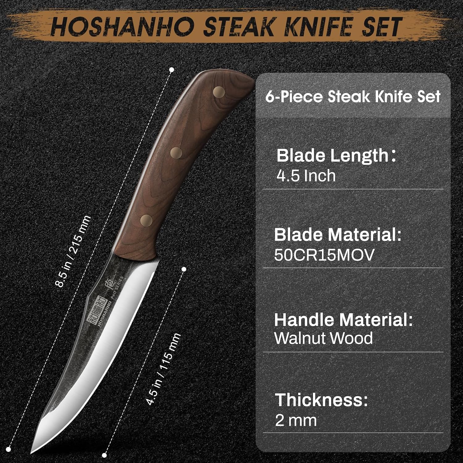 6-Piece Non Serrated Steak Knives Set