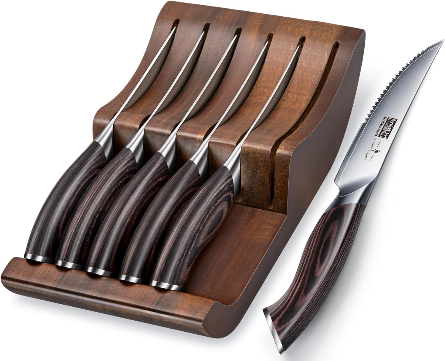 6*4.5"  Serrated Steak Knives with Block