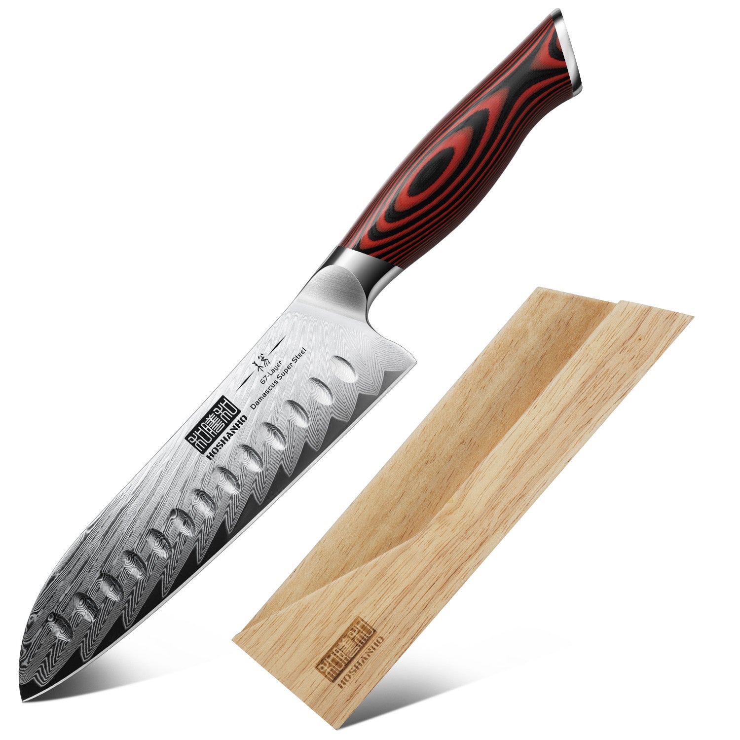 7" Damascus Santoku Knife with Sheath