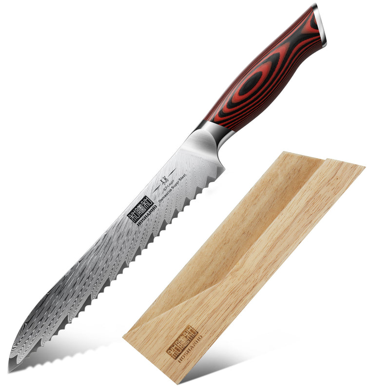 Couteau à pain Damas de 20 cm avec étui