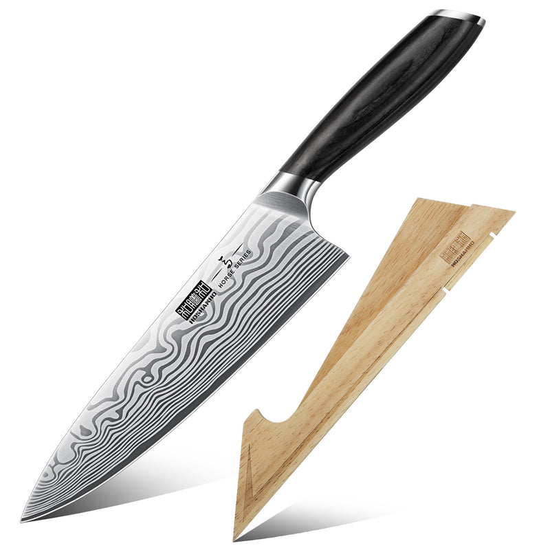Couteau de chef 8" en acier au carbone haute résistance avec étui 