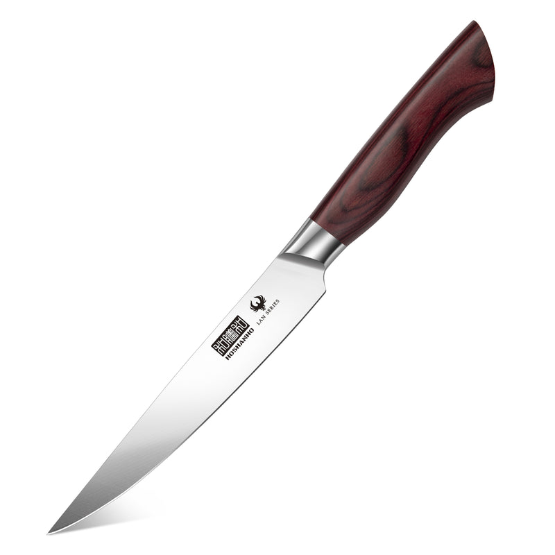 6" Utility Knife-High Carbon Stainless Steel with Ergonomic Wood Handle