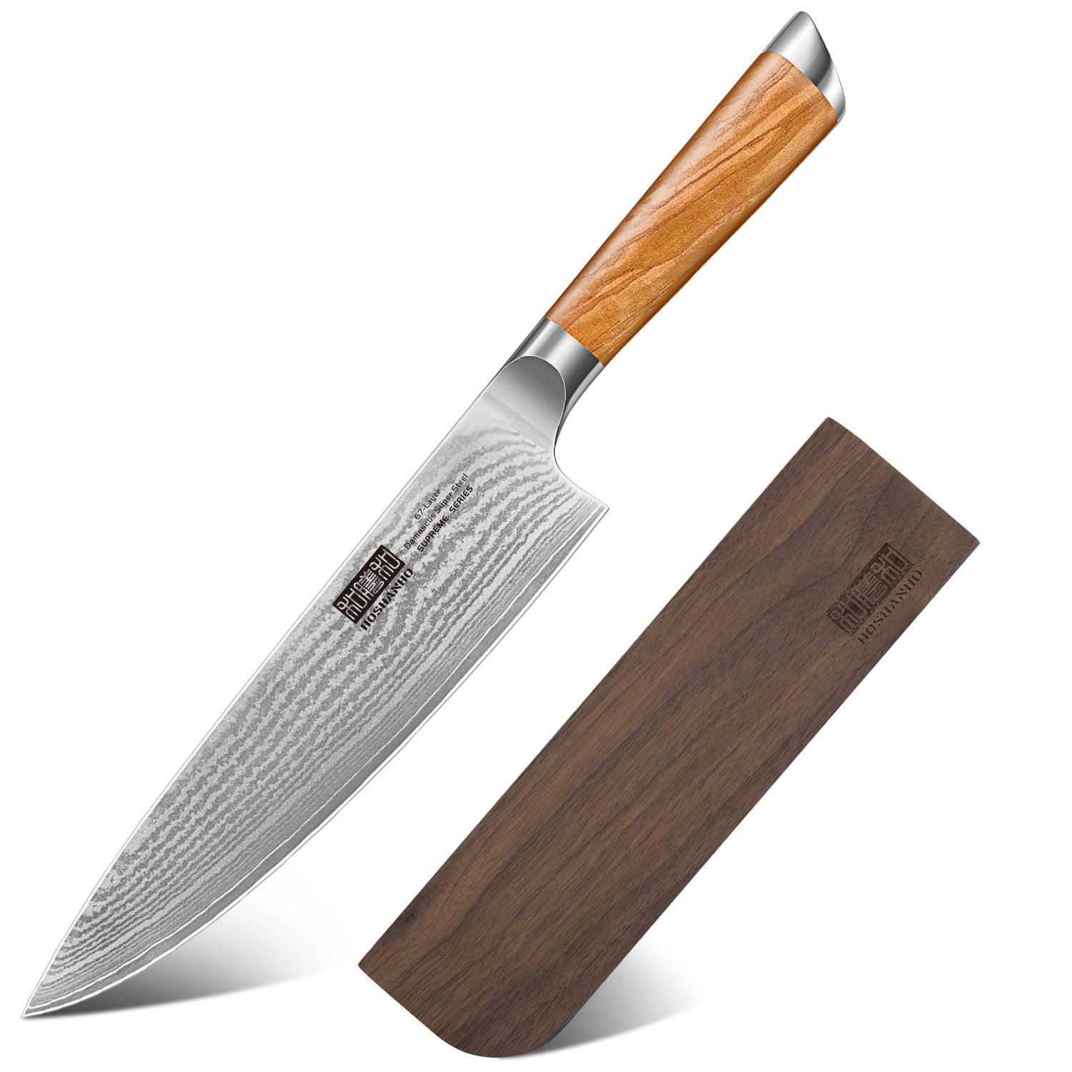 8" Damascus Chef Knife with Sheath
