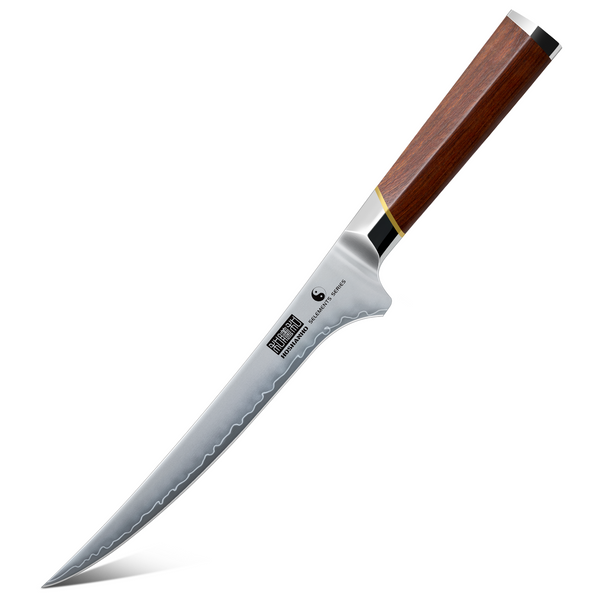 7-Inch Japanese Fillet Knife with Red Sandalwood Handle – Super Steel Boning Knife for Meat & Fish