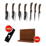 9-Piece Hand Forged Butcher Knife Set with Magnetic Block