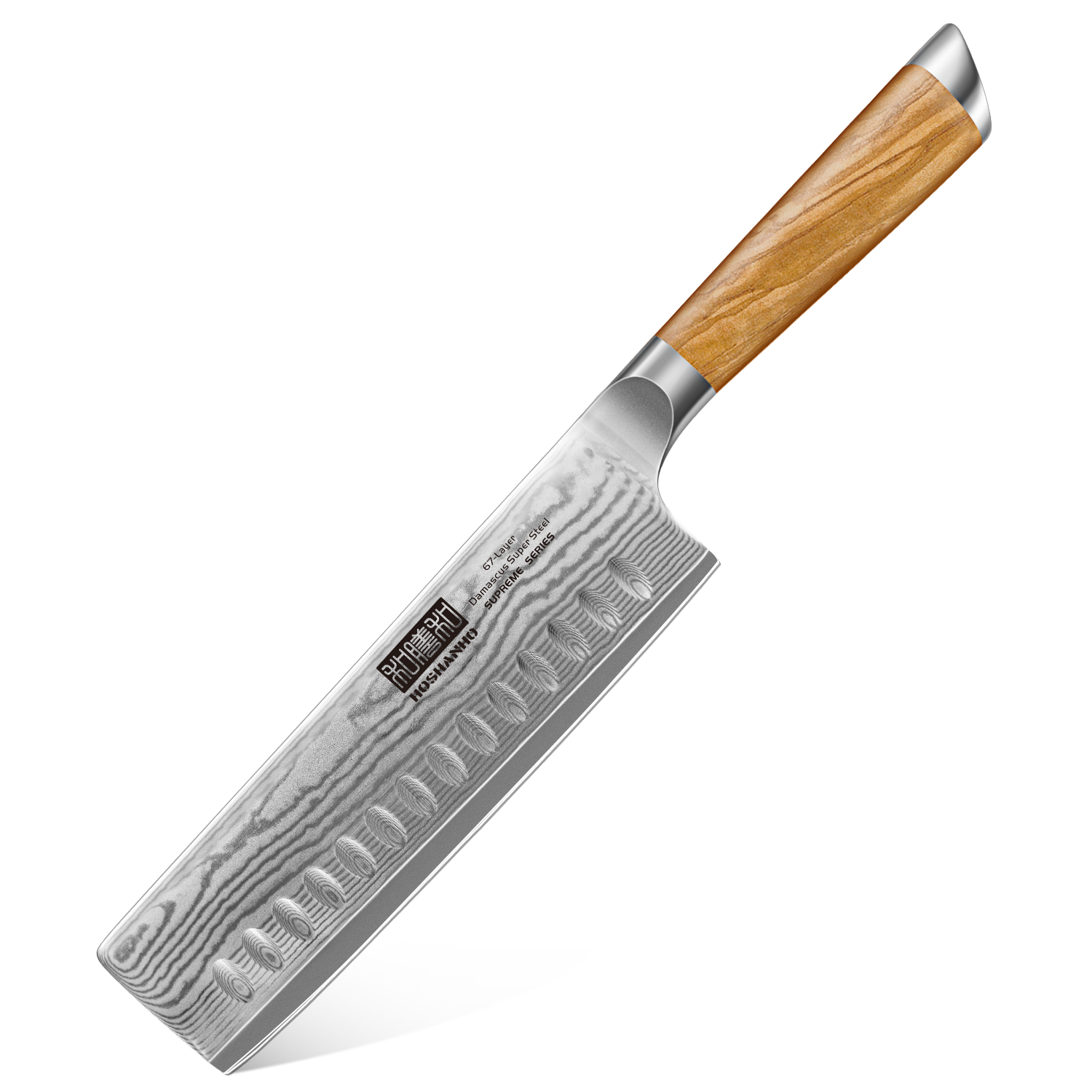 6.5-Inch Damascus Nakiri Knife – VG-10 Japanese Cleaver & Vegetable Knife with Olive Wood Handle